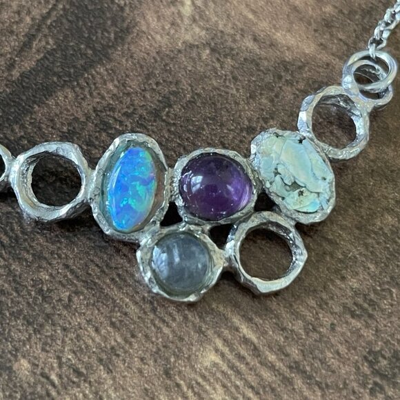 Silpada Sterling Silver 925 Necklace Roman Glass Amethyst Opal Labradorite Rare - Picture 9 of 16